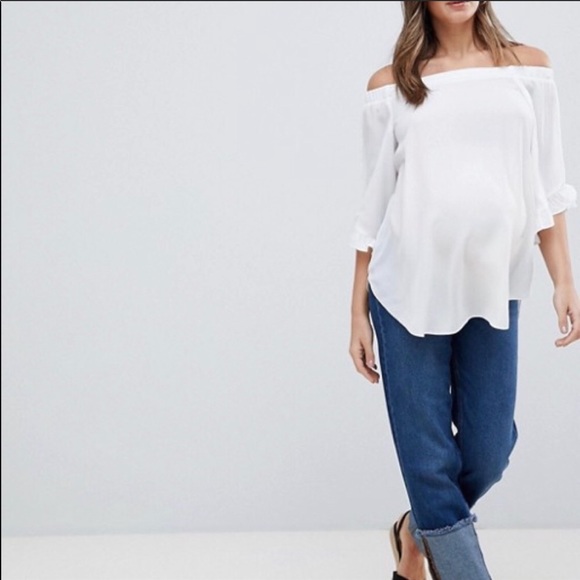 New look maternity off shoulder white top- US6 - Picture 1 of 7